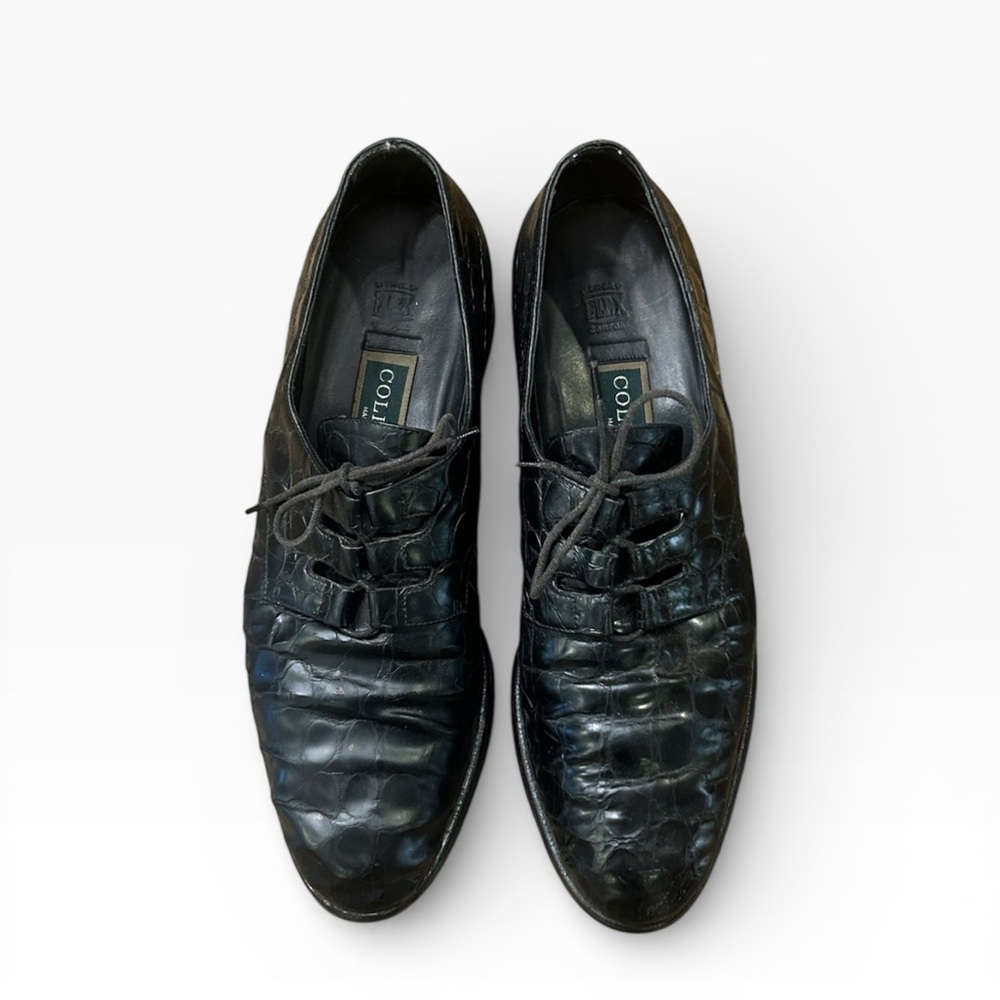 Cole Haan Women’s Black Vintage Croc Embossed Leather Lace-Up Oxford Shoes 8.5 - Picture 5 of 12